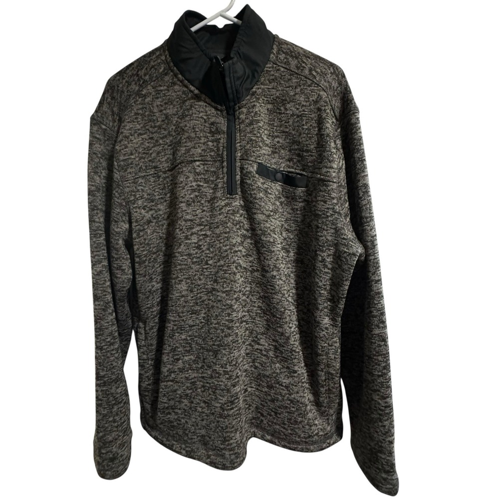 Eddie Bauer Mens Fleece Sweater Pullover Size XL Charcoal Gray 1/4 Zip Pocket
